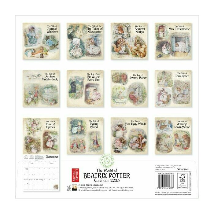 Calendrier Papier 2025 Pierre le Lapin Beatrix Potter Conte