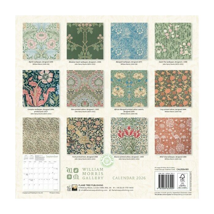 Calendrier Papier 2025 Design Motifs William Morris