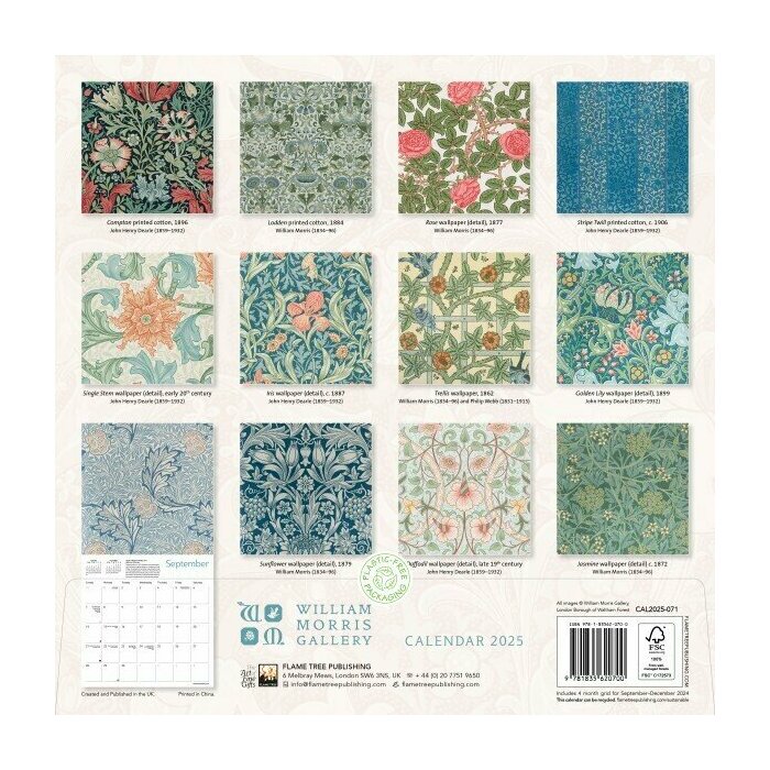Calendrier Papier 2025 Design Motifs William Morris