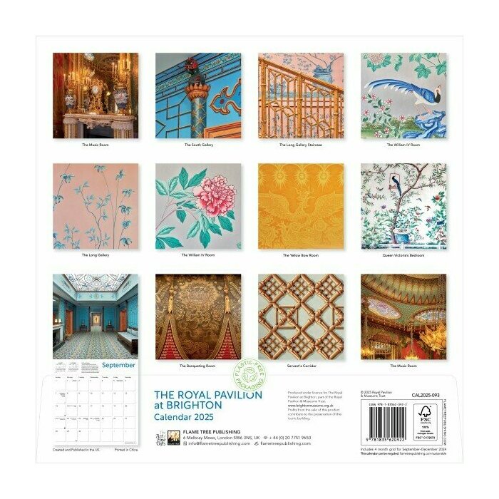 Calendrier Papier 2025 Art Chinois Dragons Oiseaux Pavillon Brighton
