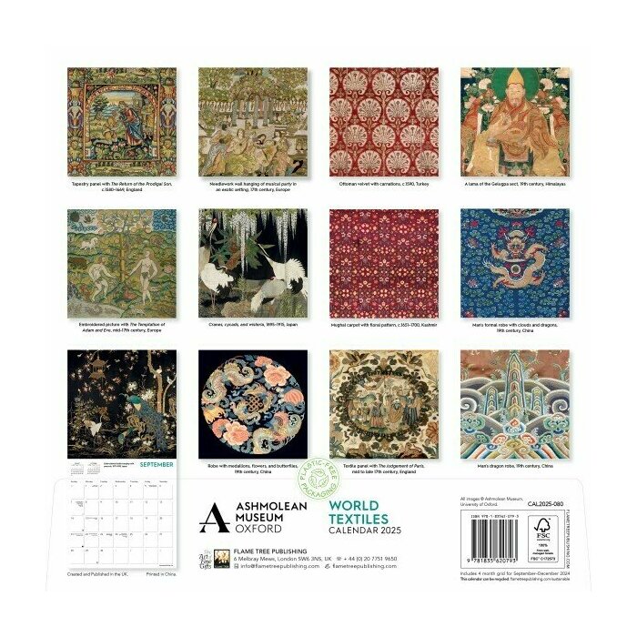 Calendrier Papier 2025 Art Japonais Textile Tissu Paon