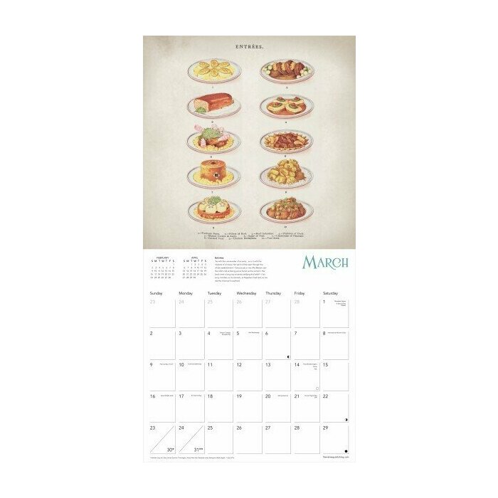 Calendrier 2025 Dessins Rétro Pâtisserie et Cuisine Mrs Beeton