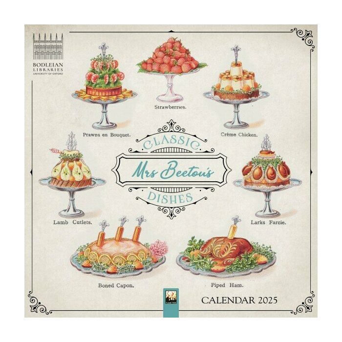 Calendrier Mural 2025 Dessins Rétro Pâtisserie et Cuisine Mrs Beeton
