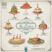 Calendrier Mural 2025 Dessins Rétro Pâtisserie et Cuisine Mrs Beeton