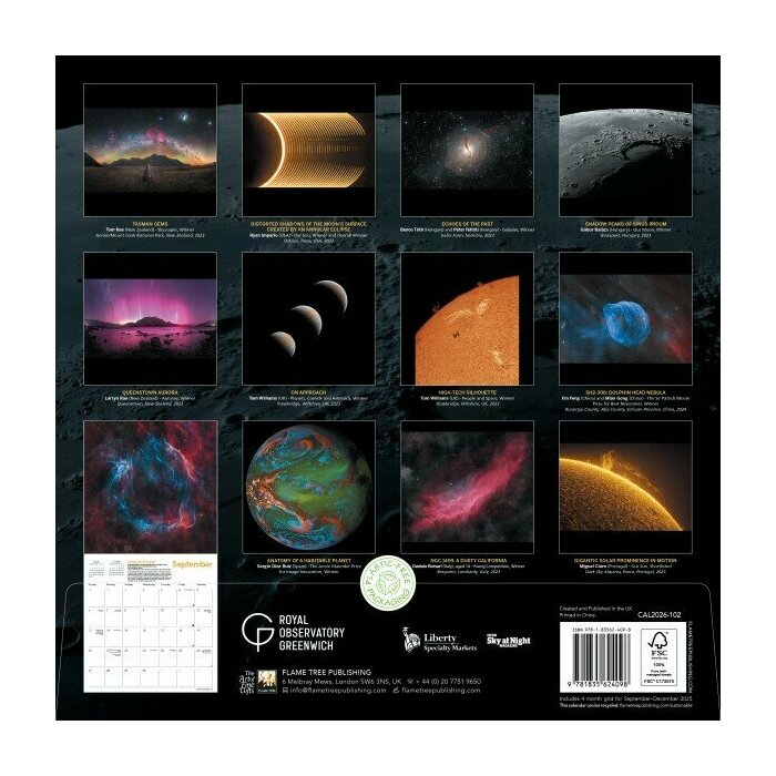 Calendrier papier 2026 Astronomie Etoiles et Nébuleuses