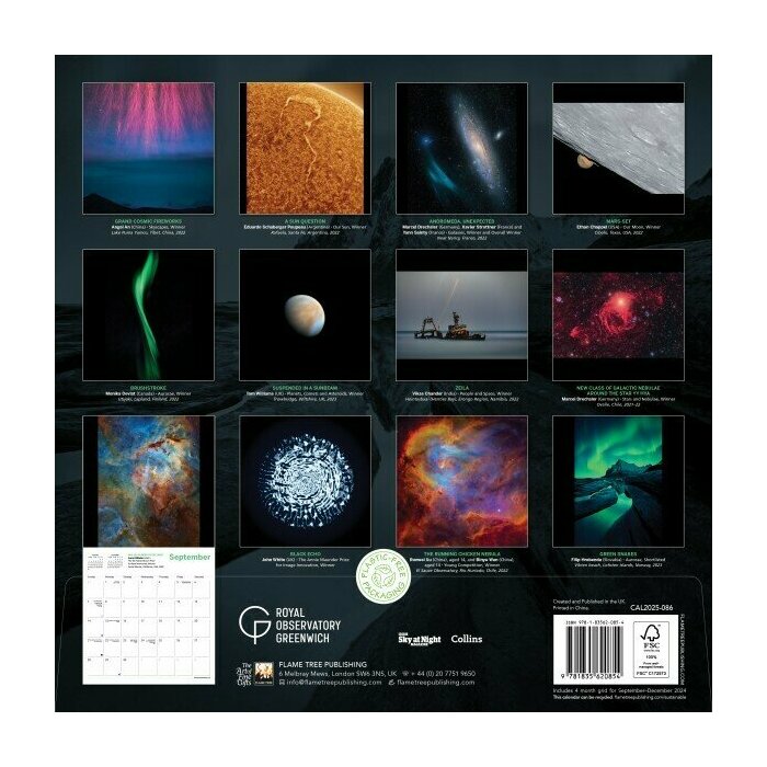 Calendrier Papier 2025 Astronomie Etoiles et Nébuleuses