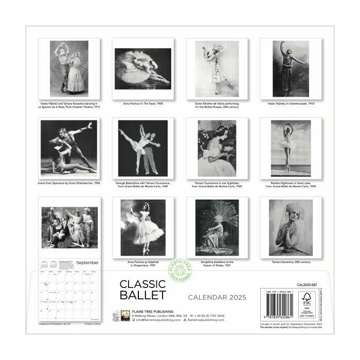 Calendrier Papier 2025 Icônes Ballets de Danse Classiques
