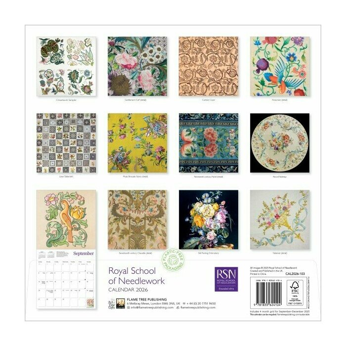 Calendrier Papier 2025 Broderie d'Art  la Main 
