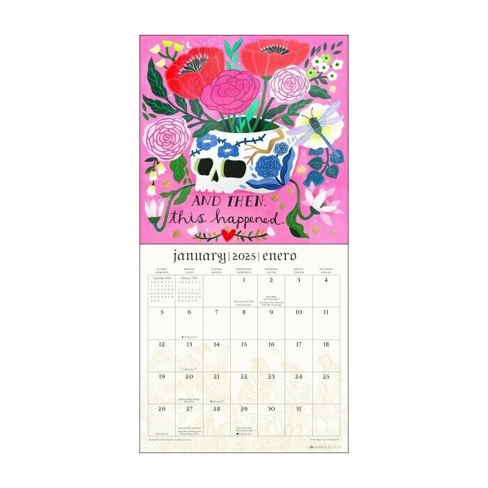 Calendrier Papier 2025 Jour des Morts Gothique Mexicains