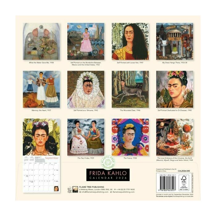 Calendrier Papier 2025 Frida Kahlo Portraits Colors