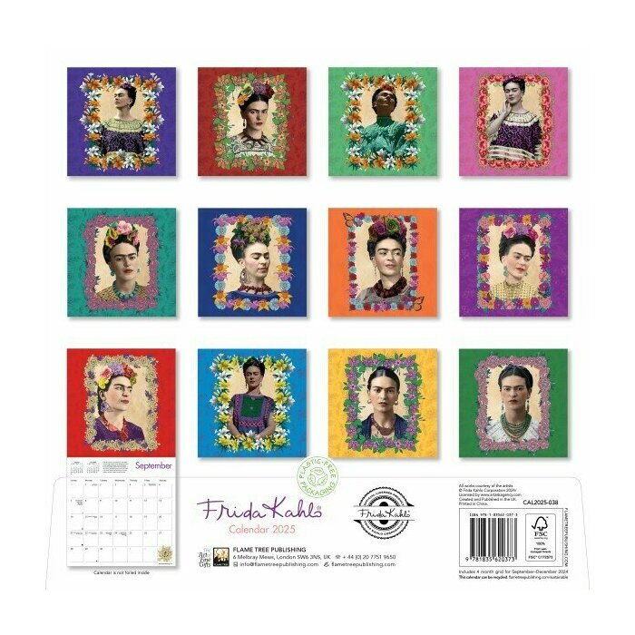 Calendrier Papier 2025 Frida Kahlo Portraits Colorés