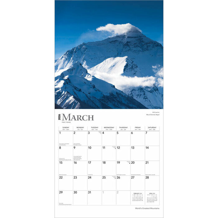 Calendrier 2025 Les Plus Belles Montagnes du Monde