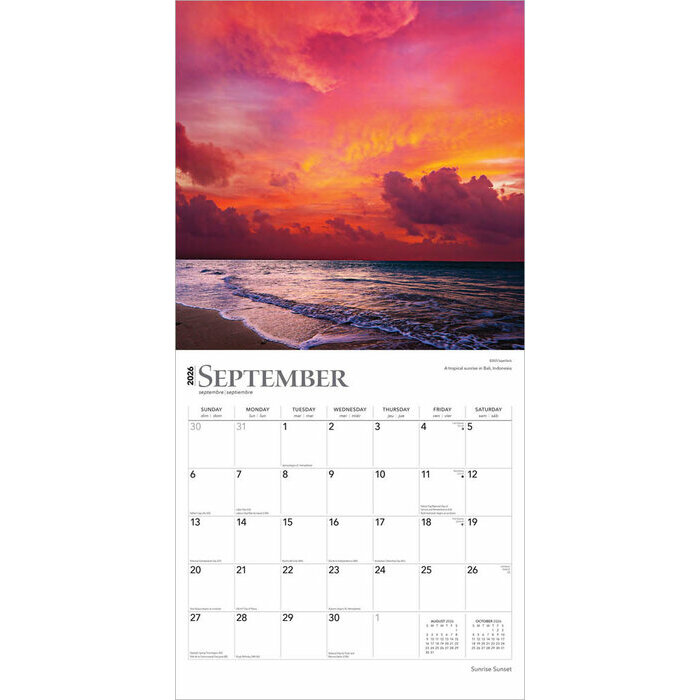 Calendrier 2025 Paysages au Soleil Couchant et Levant
