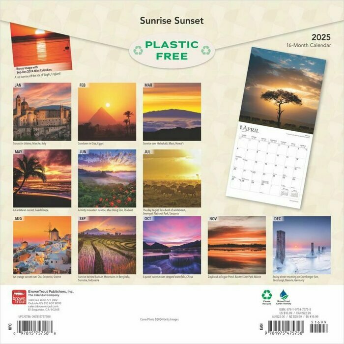 Calendrier Papier 2025 Paysages au Soleil Couchant et Levant