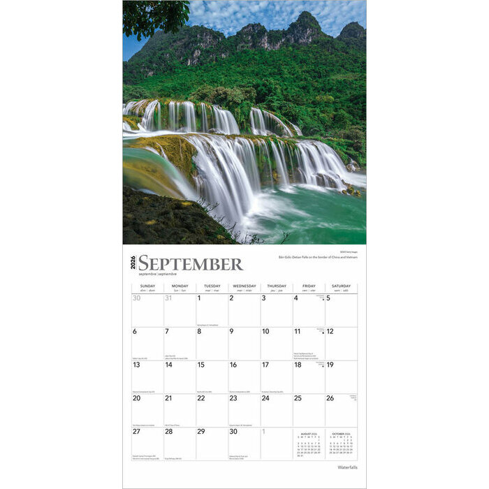 Calendrier 2025 Magnifiques Cascades du Monde