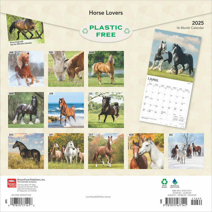 Calendrier papier  2025 Amoureux des Chevaux Lovers