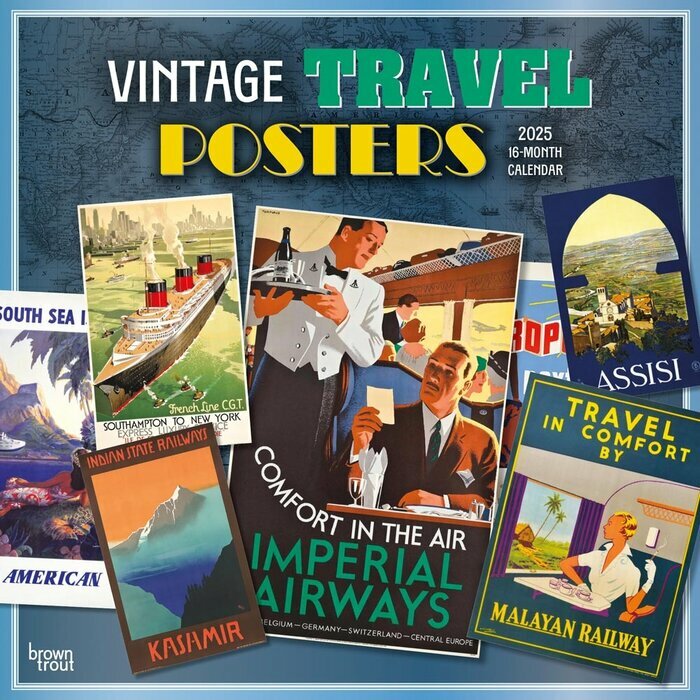 Calendrier Mural 2025 Voyages Rétro Affiches