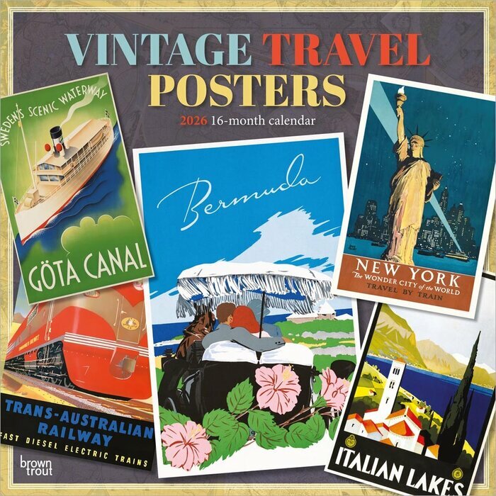 Calendrier Mural 2025 Voyages Rtro Affiches