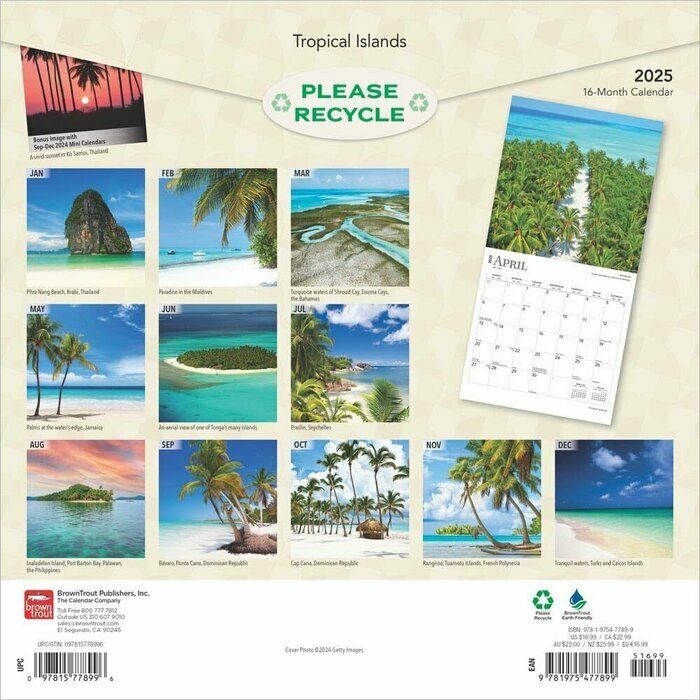 Calendrier Papier 2025 Voyage Iles tropicales