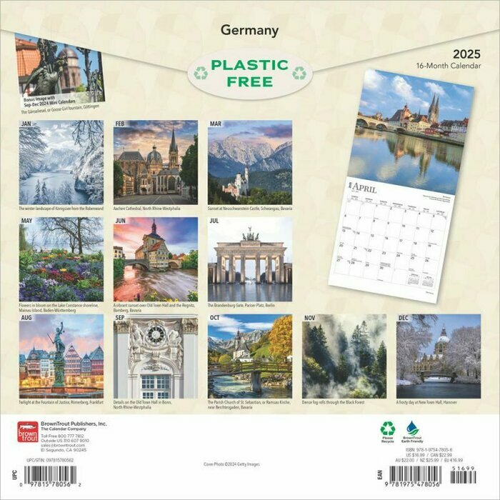 Calendrier Papier 2025 Allemagne Berlin Bavière