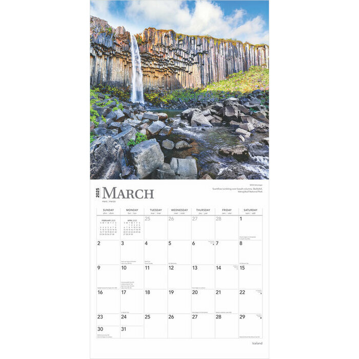 Calendrier 2025 Islande Geysers Aurores Borales