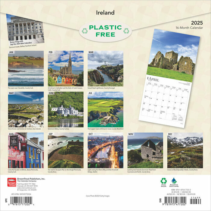 Calendrier Papier 2025 Irlande Dublin Côte