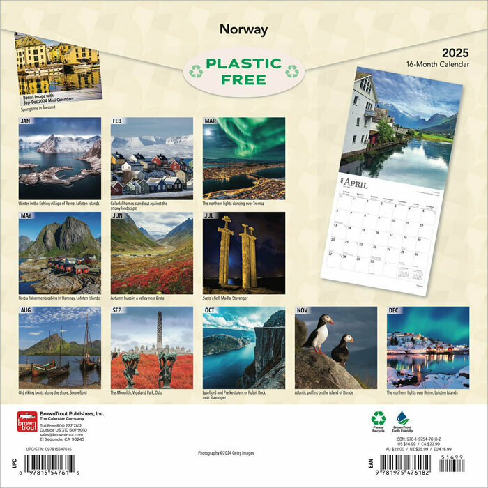 Calendrier Papier 205 Norvège Iles Lofoten
