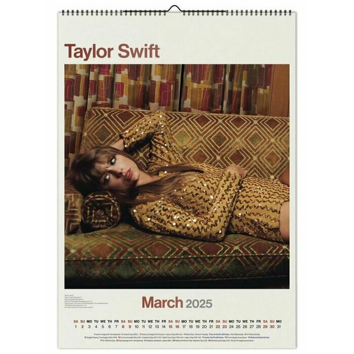Maxi Calendrier Papier Format A3 2025 Chanteuse Taylor Swift