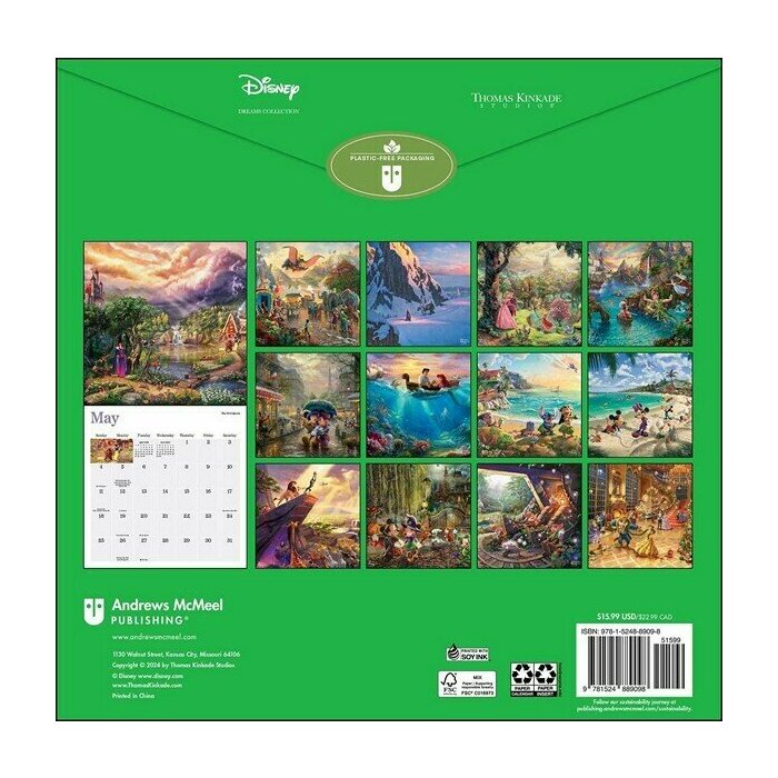Calendrier Mural 2025 Dessins Disney par Thomas Kinkade
