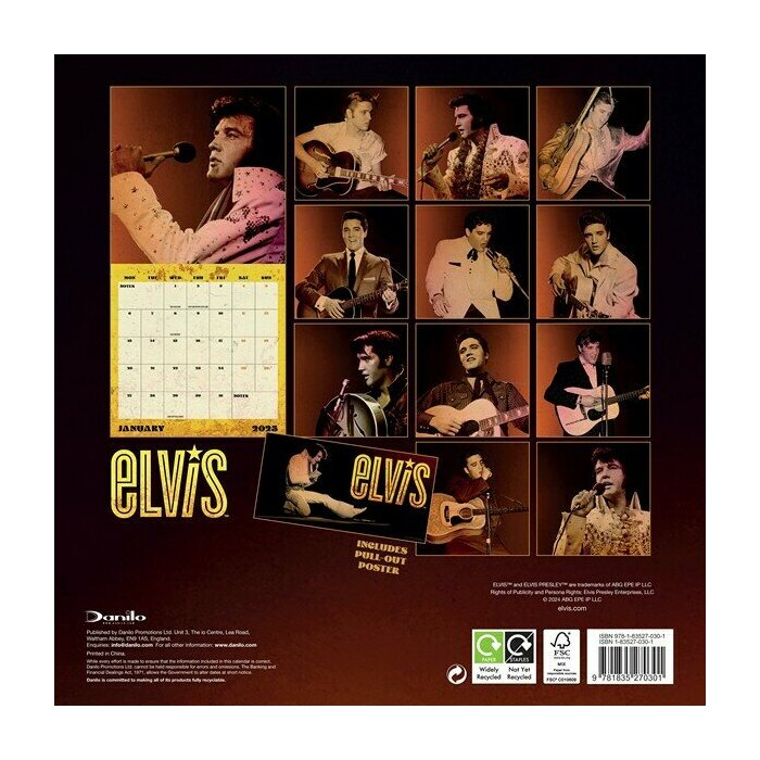 Calendrier Papier 2025 Icne Rock Elvis Presley