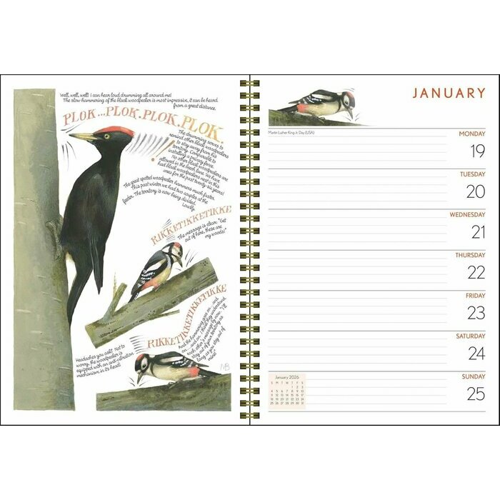 Agenda papier Nature Oiseaux Marjolein Bastin 2026 papier