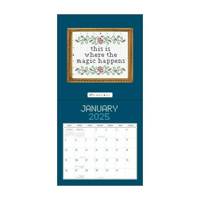 Calendrier Papier 2025 Passion Point de Croix Broderie