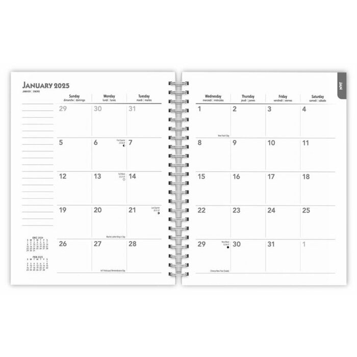 Agenda 2025 Spirale Portraits Chats Noir et Blanc