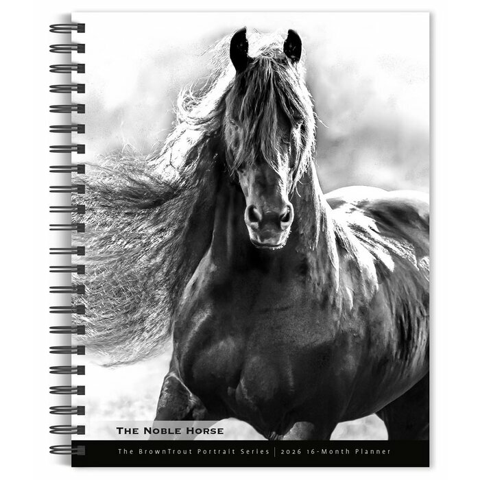 Agenda Papier 2026 Spirale Portraits Noir et Blanc Chevaux