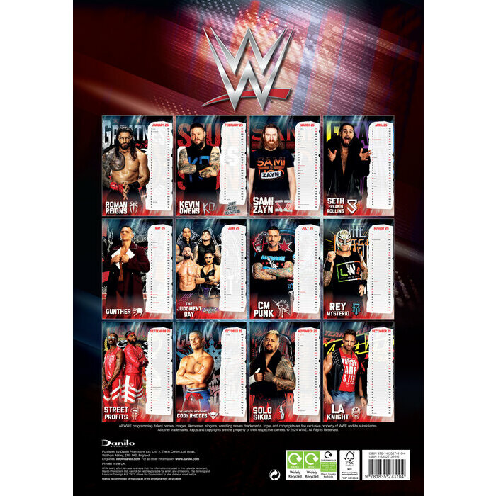 Calendrier 2025 Catch combat Homme format A3