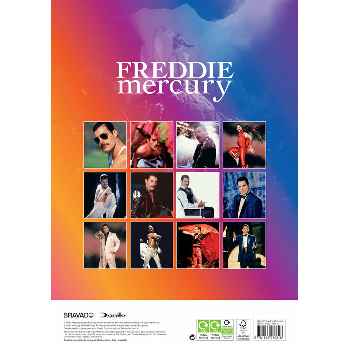 Calendrier Papier 2025 Freddie Mercury Queen format A3