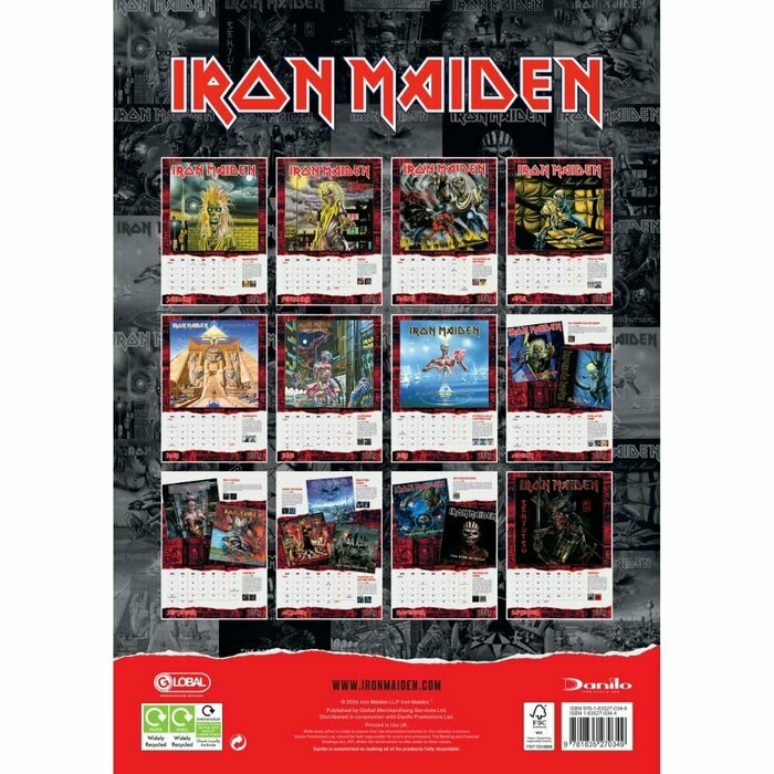 Calendrier Papier 2025 Iron Maiden Heavy Mtal format A3