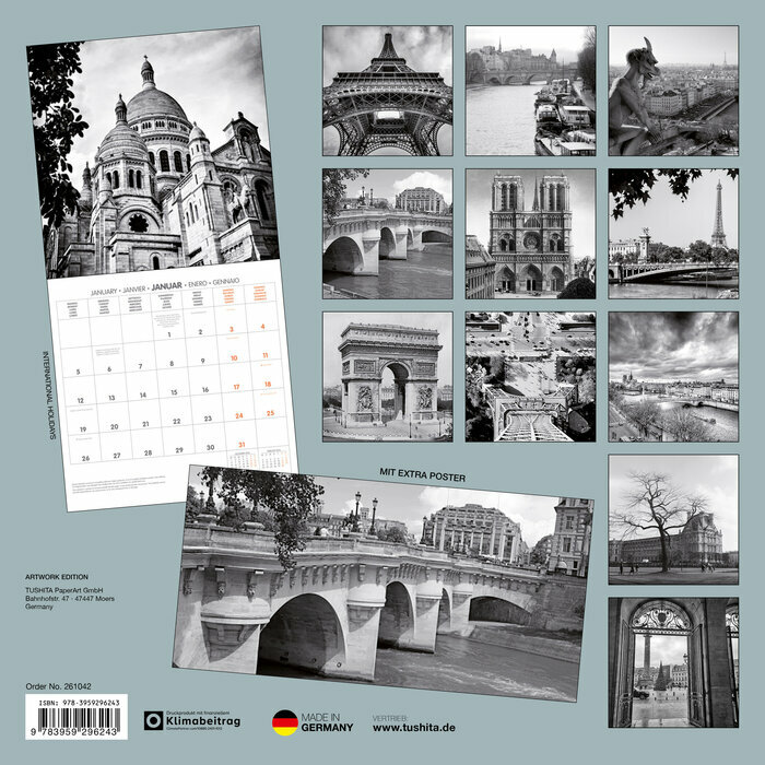 Calendrier Mural 2026 Paris Vintage