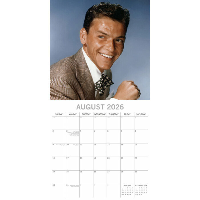 Calendrier 2026 Frank Sinatra Chanteur 