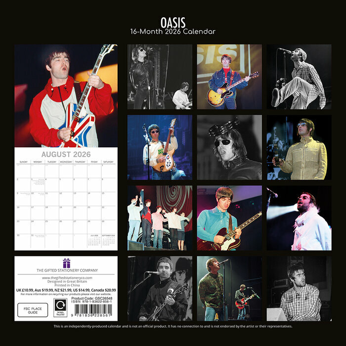 Calendrier 2026 mural Oasis Gallagher Groupe Anglais