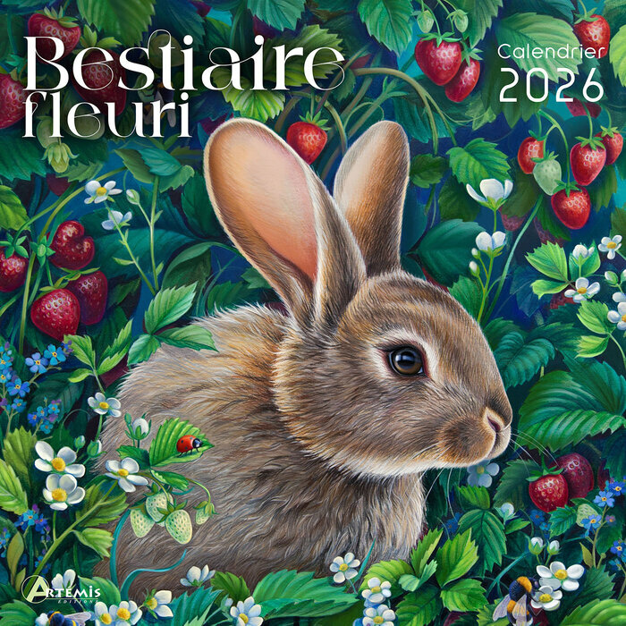 Calendrier 2026 Bestiaire Portraits Animaux Fleuris