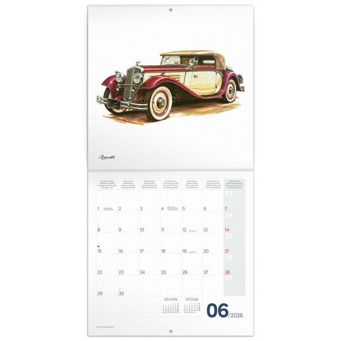 Calendrier mural 2026 Dessins Art Voitures de Collection