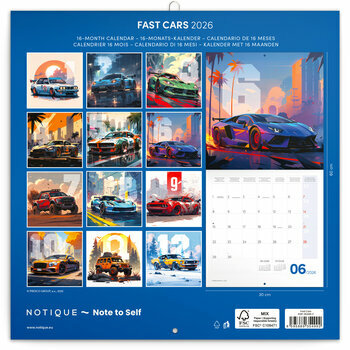 Calendrier 2026 Dessins Manga Voitures de Courses 