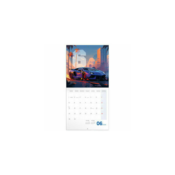 Calendrier papier  2026 Dessins Manga Voitures de Courses 