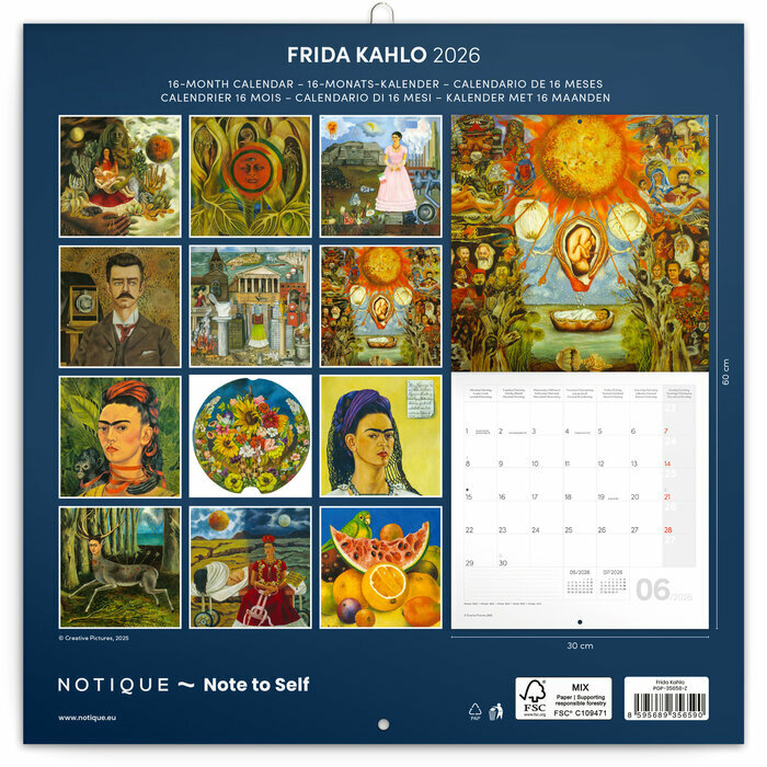 Calendrier papier 2026 Art Frida Kahlo