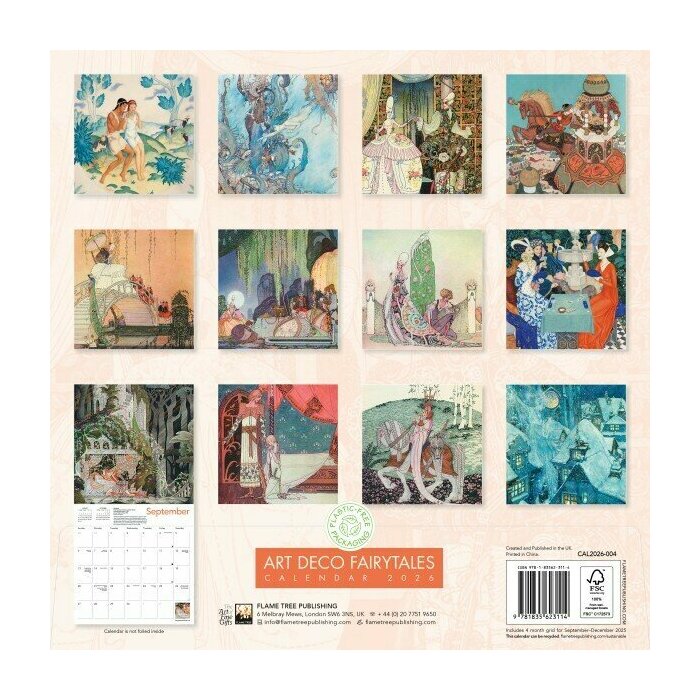 Calendrier mural 2026 Art Déco Monde des Fées 