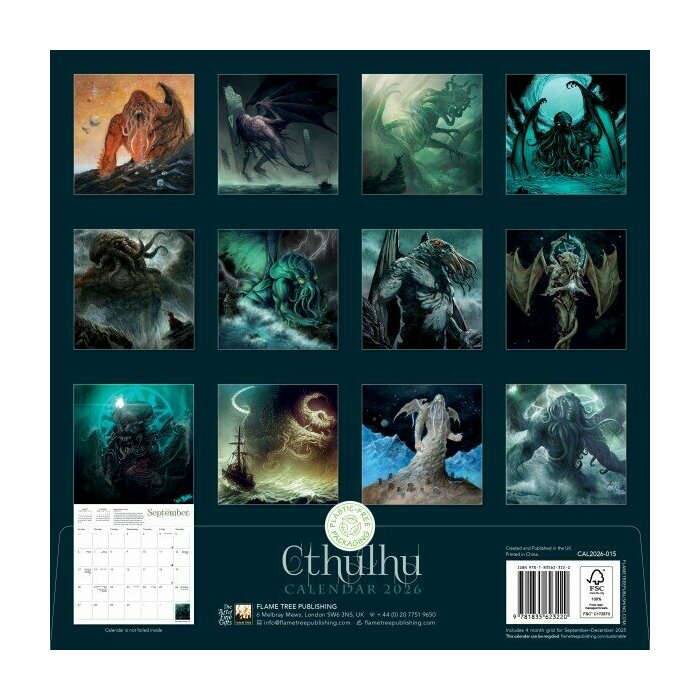 Calendrier Papier 2026 Monstres Cthulhu Lovecraft