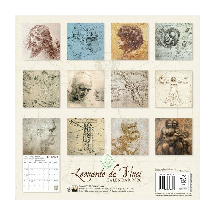 Calendrier 2026 Art et Architecture Leonard de Vinci