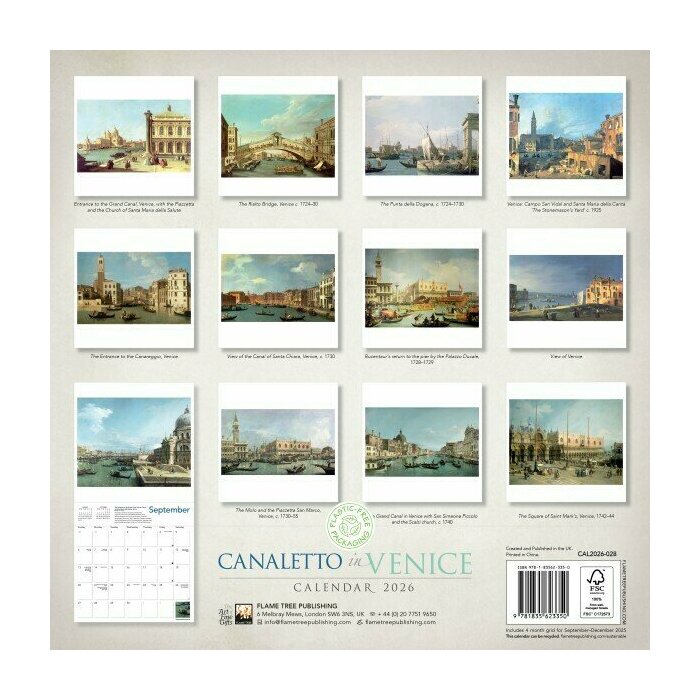 Calendrier 2026 Venise par Canaletto