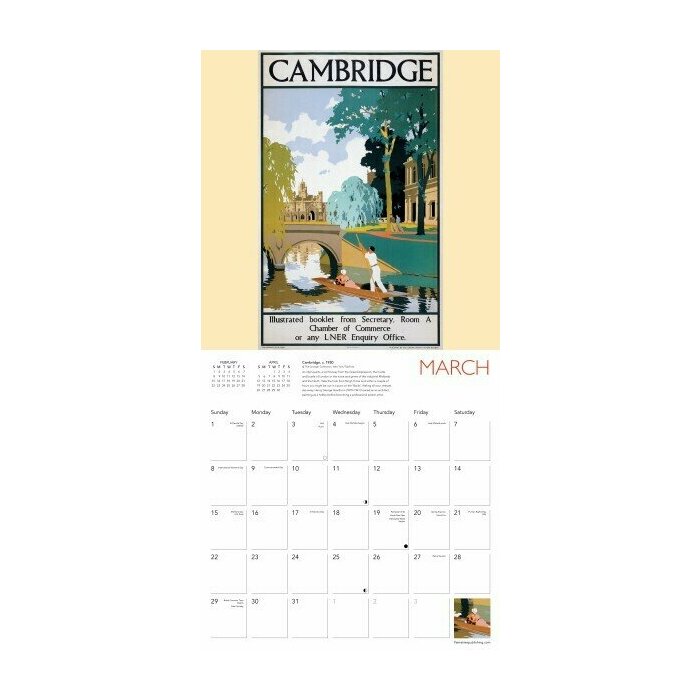 Calendrier papier 2026 Affiches Voyages Rétro Angleterre
